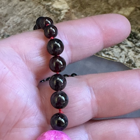 Garnet Rhodonite Beaded Necklace - Picture 3 of 8